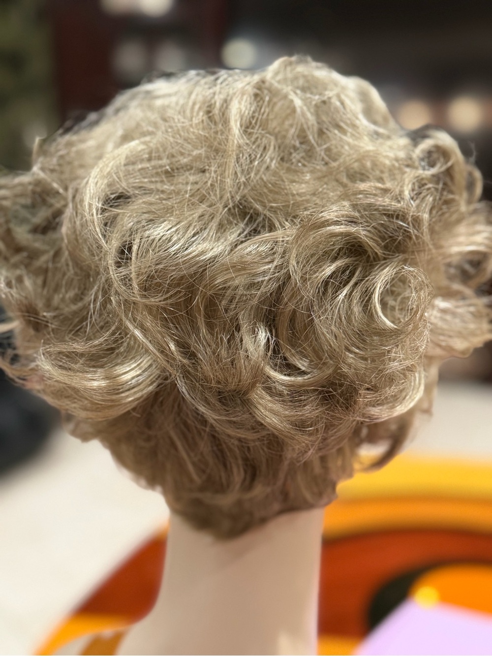 Ash/Blond Short Layered Women's Wig - Classic Pixie Style with longer bangs - Picture 3 of 9